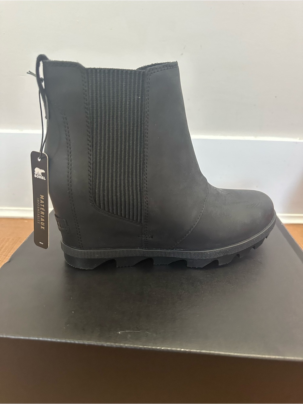 NEW Sorel Black Joan Rhapsody Chelsea Wedge Size 7 - Picture 6 of 8